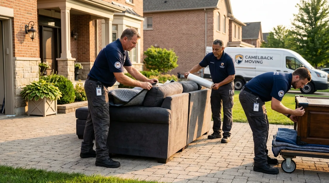 Large estate moving crew wrapping furniture in Columbiana, OH