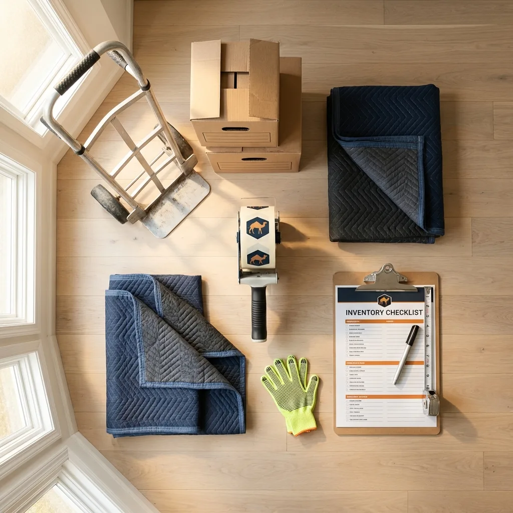 Professional moving supplies and packing materials layout for Columbiana residential relocations