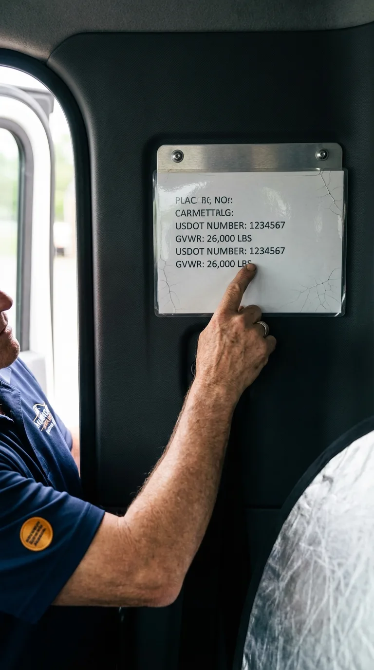 USDOT licensing placard verification in Columbiana